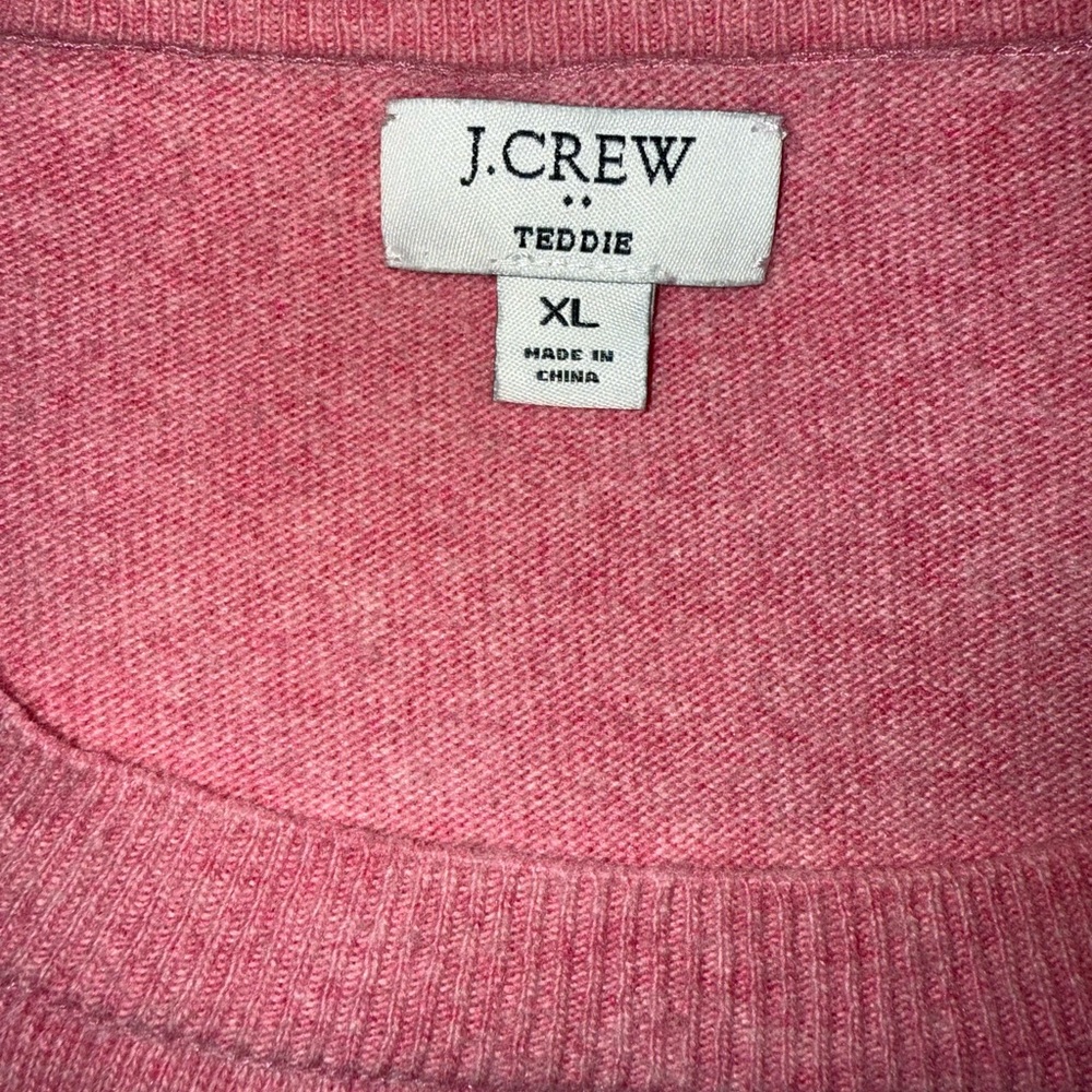 J. Crew Teddie Women's Cotton Wool Blend sweater Sz XL heathered pink - Picture 7 of 9
